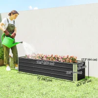 Outsunny 6'x1.5'x1.4' Galvanized Raised Bed, Large Elevated Planter Box for Growing Flowers, Herbs and Vegetables, Dark Grey(m-3)