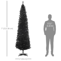 HOMCOM 7FT Artificial Christmas Tree, Pencil Christmas Tree with Realistic Branches, Stable Stand, Black(m-3)