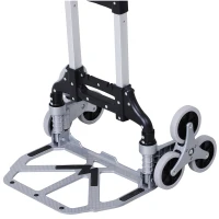 DURHAND 6-Wheels Stair Climber Hand Truck, Dolly Heavy Duty Folding Steel Load Cart with Adjustable Telescoping Handle for Moving, Luggage, Travel & Office, 154lbs Capacity(m-7)