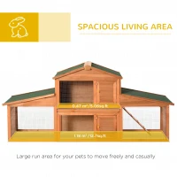 PawHut 2-Story Wooden Rabbit Hutch Backyard Bunny Cage Small Animal  House with Outdoor Run(m-5)