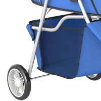 PawHut 3 Wheels Foldable Dog Stroller with Storage Basket, Adjustable Canopy, Cupholder for Miniature and Small Dogs, Blue(m-11)