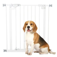 PawHut Pet Gate Extra Wide Press-Mounted with Cat Door, Auto Closing Pet Gate for Stair, Hallway, 29-32 Inch, White(m-9)