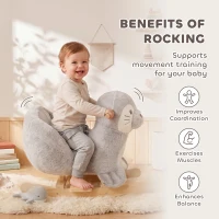 Qaba Baby Rocking Horse, Plush Seal Ride-On Toy for Toddlers 12-36 Months, Kids Animal Rocker with Sounds, Grey(m-5)