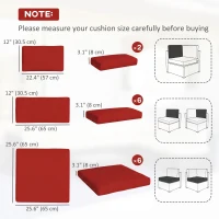 Outsunny Outdoor 14pc Patio Rattan Sofa Set Cushion Polyester Cover Replacement Set - No Cushion Included Red(m-3)