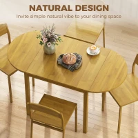 HOMCOM 55" Wood Kitchen Table, Drop Leaf Tables for Small Spaces, Oak(m-4)