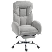 HOMCOM Cross Legged Office Chair with Footrest, 90°-180° Flip Armrests, Task Desk Chair, Light Grey(m-2)