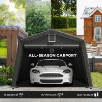 Outsunny 11' x 20' Portable Garage, Heavy Duty Carport Canopy with Ventilation Windows and Large Roll-up Door, Dark Grey(m-4)