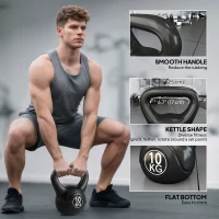 Soozier 22lb Fitness Kettlebell, Plastic Exercise Weight, Weightlifting Tools with Sand, Handle, Noise Reduction for Home, Gym(m-6)