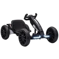Qaba 12V Electric Go Kart for Kids with Dual Motors, Adjustable Seat, Soft Start, LED Lights, EVA Wheels, for Age 3-6, Black(m-11)