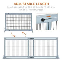 PawHut 41"-71" Wooden Freestanding Pet Gate with Support Feet, for Small Medium Dogs, Grey-Blue(m-4)