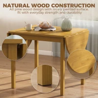 HOMCOM 55" Wood Kitchen Table, Drop Leaf Tables for Small Spaces, Oak(m-6)