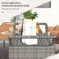 Outsunny Patio PE Wicker Garden Serving Cart with 2-Tier Shelf, Outdoor Wheeled Rattan Food Cart with Drawer, Handles, for Poolside, Garden, Mixed Grey(m-7)