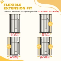 PawHut 53.1" Tall Dog Gate with Cat Door, 32"-42.5" Wide Adjustable Pressure Mounted for Doorways, Hallways, No Drilling, Black(m-5)