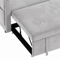 HOMCOM 52" Sofa Bed, Holland Velvet Loveseat Pull Out Sleeper Sofa with USB Ports, Adjustable Backrest, Side Pockets, Grey(m-11)