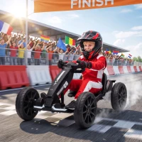 Qaba 12V Electric Go Kart for Kids with Dual Motors, Adjustable Seat, Soft Start, LED Lights, EVA Wheels, for Age 3-6, Black(m-2)