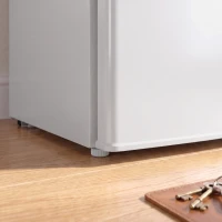 HOMCOM 2.6 Cu Ft Mini Fridge with Chiller Box, Single Door Compact Refrigerator, Adjustable Thermostat, Reversible Door, White(m-9)