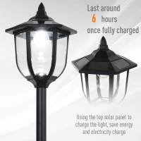 Outsunny Solar Torch Lights Outdoor Garden Lighting 6 LED Water-Resist Auto On/Off 6 Hours(m-5)