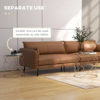 HOMCOM Set of 2 Nesting Table Coffee End Table Set Modern for Living room Furniture Decor Gold Tempered Glass(m-5)