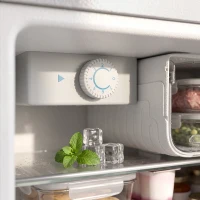 HOMCOM 2.6 Cu Ft Mini Fridge with Chiller Box, Single Door Compact Refrigerator, Adjustable Thermostat, Reversible Door, White(m-12)