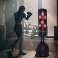 Soozier 65" Freestanding Boxing Punching Bag with Refilled Base and Suction Cups, Black
