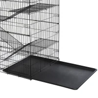 Pawhut Small Animal Cage Hutch Pet Play House with Platform, Ramp, Removable Tray, Wire Runway for Rabbits, Guinea Pigs, Ferret(m-9)