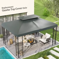 Outsunny 13' x 10' Gazebo Replacement Canopy 2 Tier Top UV Cover Pavilion Garden Patio Outdoor, Deep Grey (TOP ONLY)(m-1)