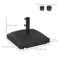 Outsunny 66 lb Heavy Duty Patio Umbrella Stand Filled Umbrella Holder Market Umbrella Base for Outdoor Garden Backyard Black(m-3)