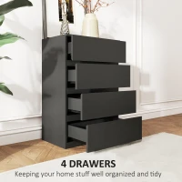 HOMCOM 4 Drawer Chest Storage Cupboard Freestanding Drawer Unit, Black(m-4)