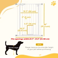 PawHut 36" Easy Open Indoor Dog Gates for Doorways, House, Stair - White(m-3)
