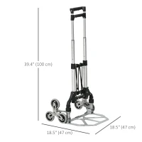 DURHAND 6-Wheels Stair Climber Hand Truck, Dolly Heavy Duty Folding Steel Load Cart with Adjustable Telescoping Handle for Moving, Luggage, Travel & Office, 154lbs Capacity(m-3)