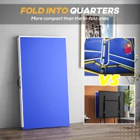 Soozier 9' x 5' Full Size Table Tennis Table, Folding Ping Pong Table with Paddles and Balls, Blue(m-4)