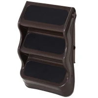 PawHut Pet Stairs Dogs and Cats Folding Ladder Puppy Portable 3 Steps Home Travel Using Brown(m-7)