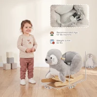Qaba Seal Baby Rocking Horse, Kids Plush Ride-On Toy with Realistic Sounds and Safety Belt for Babies Ages 12-36 Months(m-3)