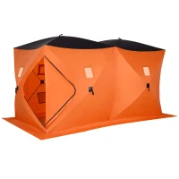 Outsunny 8-Person Pop-up Ice Fishing Shelter, Portable Ice Fishing Tent with Ventilation Windows and Carrying Bag, for Low-Temp -22℉(m-11)