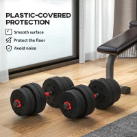 Soozier 66lbs 2-in-1 Adjustable Dumbbells Weight Set, Dumbbell Hand Weights Barbell for Body Fitness, Lifting Training for Home, Office, Gym, Black and Red(m-7)