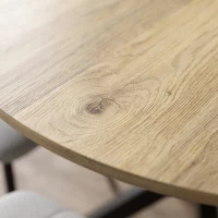 HOMCOM Dining Table Set Industrial Kitchen Table Chairs for 4 Round Table Steel Frame, Oak and Grey(m-9)