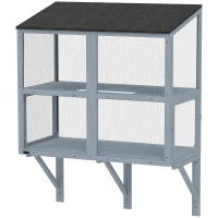 PawHut Catio Outdoor Cat Enclosure Wall-Mounted 2-Level Outdoor Cat House with Waterproof Roof 39.4" Grey(m-2)