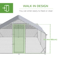 PawHut Large Metal Chicken Coop, Hen Run House with Anti-Ultraviolet Cover, Walk-in Poultry Cage for Ducks, Rabbits, Outdoor Backyard Farm, 13.1' x 9.8' x 6.4'(m-7)