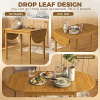 HOMCOM 55" Wood Kitchen Table, Drop Leaf Tables for Small Spaces, Oak(m-5)