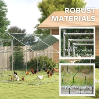 PawHut Large Metal Chicken Run with Waterproof & UV-Resistant Cover, Feeding Door, Hanging Feeder, Perch for 18-24 Chickens(m-7)