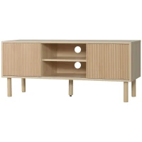 HOMCOM Modern TV Stand for TVs up to 50", TV Cabinet with Storage Shelves for Living Room, Natural(m-2)