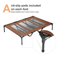 PawHut Elevated Dog Bed, Raised Dog Cot for XL Sized Dogs, Indoor & Outdoor, 48" x 36" x 9", Coffee(m-6)