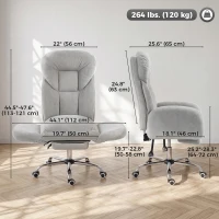 HOMCOM Cross Legged Office Chair with Footrest, 90°-180° Flip Armrests, Task Desk Chair, Light Grey(m-3)