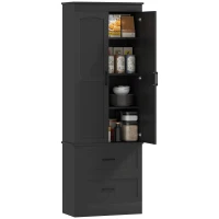 HOMCOM Tall Pantry Cabinet, 67" Kitchen Storage Cabinet with Adjustable Shelves and 2 Drawers for Kitchen, Dining Room, Black(m-9)