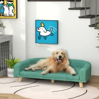 PawHut Dog Sofa for Large Dogs with Washable Cover, Anti-slip Foot Pads, Green(m-8)