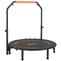 Soozier 45" Foldable Mini Fitness Trampoline, with Adjustable Foam Handle, Orange(m-2)