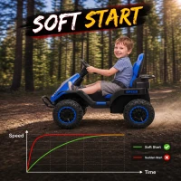 Qaba 24V Kids Electric Ride On Car with Dual Motors, Remote Control, 4-Wheel Suspension, Soft Start for 3-6 Years, Blue(m-6)