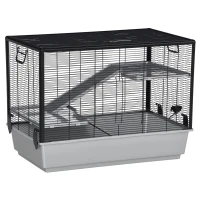 PawHut 3-tier Hamster Cage, Guinea Pig Cage with Accessories Food Dish Water Bottle, Ramps, 31.5"x19"x 23", Grey(m-9)