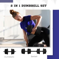 Soozier 44LBS 2-in-1 Adjustable Barbell & Dumbbells Set, Weights Set with Non-slip Handles for Men and Women Home Gym Training(m-4)
