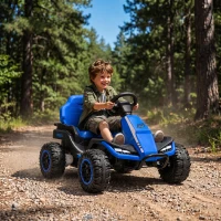 Qaba 24V Kids Electric Ride On Car with Dual Motors, Remote Control, 4-Wheel Suspension, Soft Start for 3-6 Years, Blue(m-10)